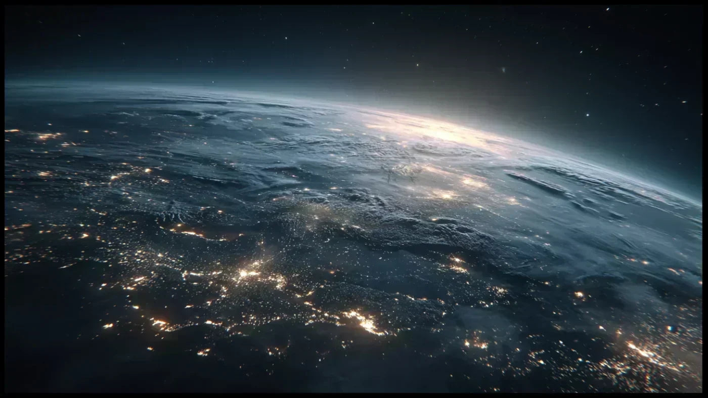 Vue de la Terre depuis l’espace suggérant une tension galactique invisible autour de la planète